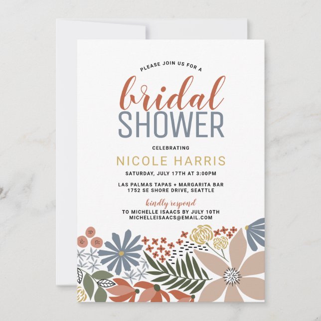 Invitation Graphique Floral Douche nuptiale (Devant)
