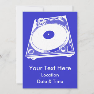 Invitation Graphique Tourne-disque rétro en blanc