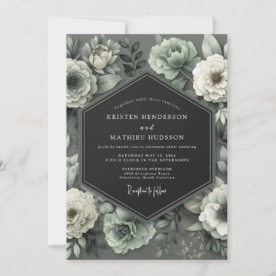 Invitation Graphite Mint Bloom Mariage