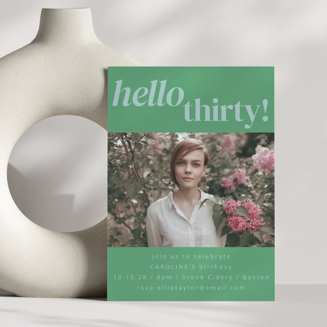 Invitation Gras Amusants Moderne Vert 30e anniversaire de fêt (Créateur téléchargé)