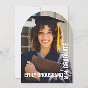 Invitation Gras Black Minimalist Arch Photo Party Graduation