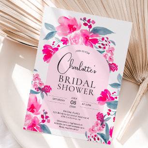 Invitation Gras chaud rose bleu arc chic douche nuptiale