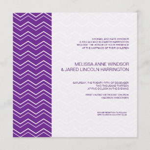 Invitation Gras Chevron Grille Purple Profond Abordable