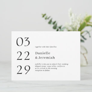 Invitation Gras Date Clean Minimal Élégant Mariage moderne