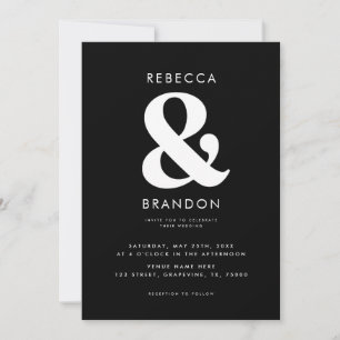Invitation Gras élégant Ampersand QR Code tout en un Mariage