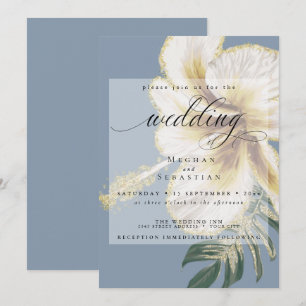 Invitation Gras Élégant jaune pâle ivoire Floral Mariage Inv