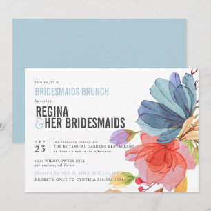 Invitation Gras Fleur sauvage Aqua Bridesmaitres Brunch Lunch