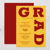 Gras GRAD Cardinal Red Gold Graduation