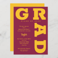 Gras GRAD Gold et Maroon Graduation