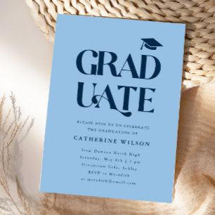 Invitation Gras Graduate Graduate Party Photo Bleu