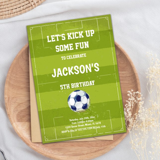 Invitation Gras Green Sports Party Thème (Soccer Floor Soccer Birthday Invitations)