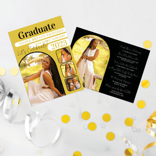 Invitation Gras Jaune Typographie Noire Diplôme de Photo