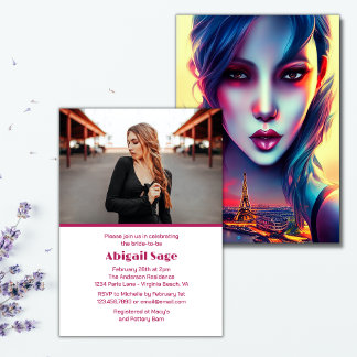 Invitation Gras Moderne Paris Tour Eiffel Fête des mariées