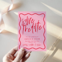 Gras Moderne Rouge Et Rose Enregistrer La Date