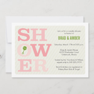 Invitation Gras moderne Type Baby shower rose