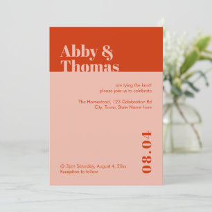 Invitation Gras Moderne Typographie Minimale Orange Mariage r