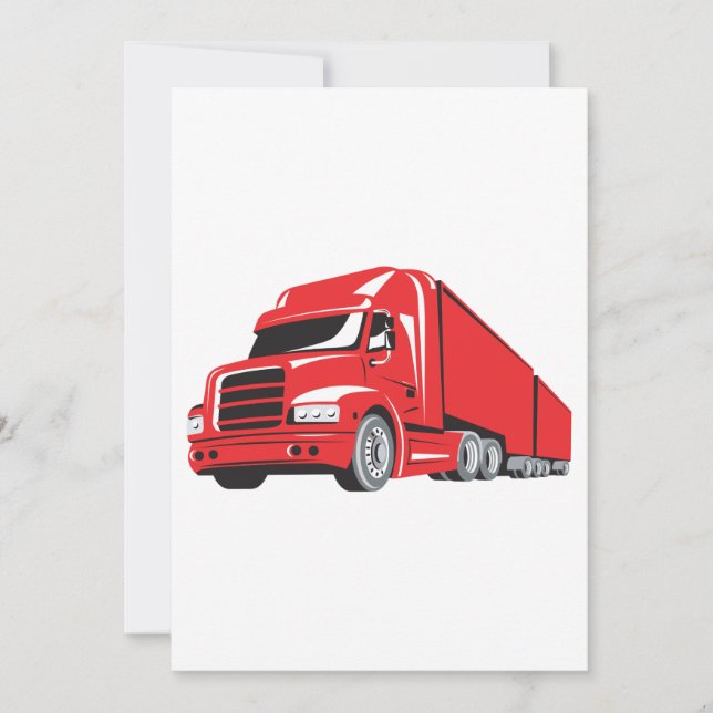 Invitation Gras Red Semi-Truck Big Rig Trucker (Devant)