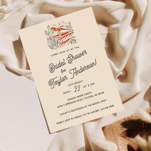 Invitation Gras Retro Saguaro Cactus Fête des mariées du dése