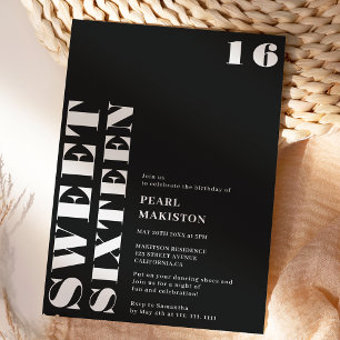 Invitation Gras simple blanc noir doux 16 ans