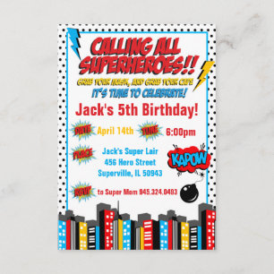 Invitation Gras Superhero Anniversaire