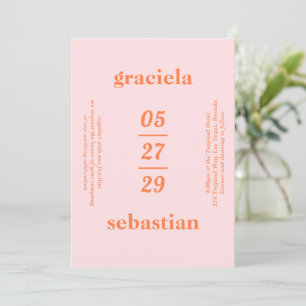 Invitation Gras typographique Arc en ciel Sherbet Mariage mod