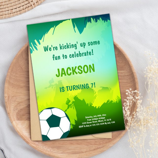 Invitation Gras Vert & Noir Sports Thème (Soccer Birthday Invitations)