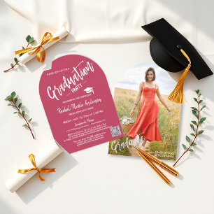Invitation Gras Viva Magenta Arch Photo Grad