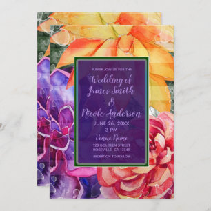Invitation Gras Vivid Vibrant Colorful Succulents Mariage