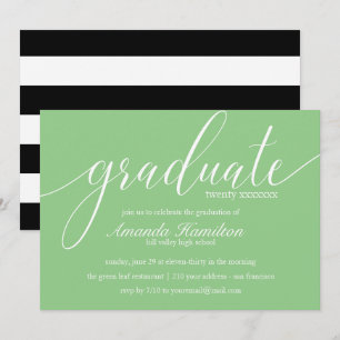 Invitation Grass Green typographie Graduation chaque année