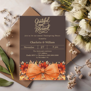 Invitation Grateful bister arc orange Thanksgiving