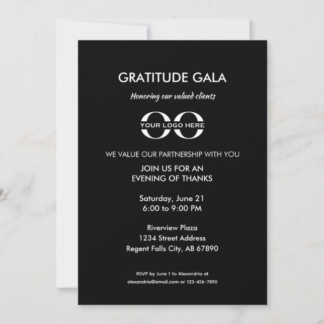 Invitation Gratitude Gala Client Appréciation Event (Devant)