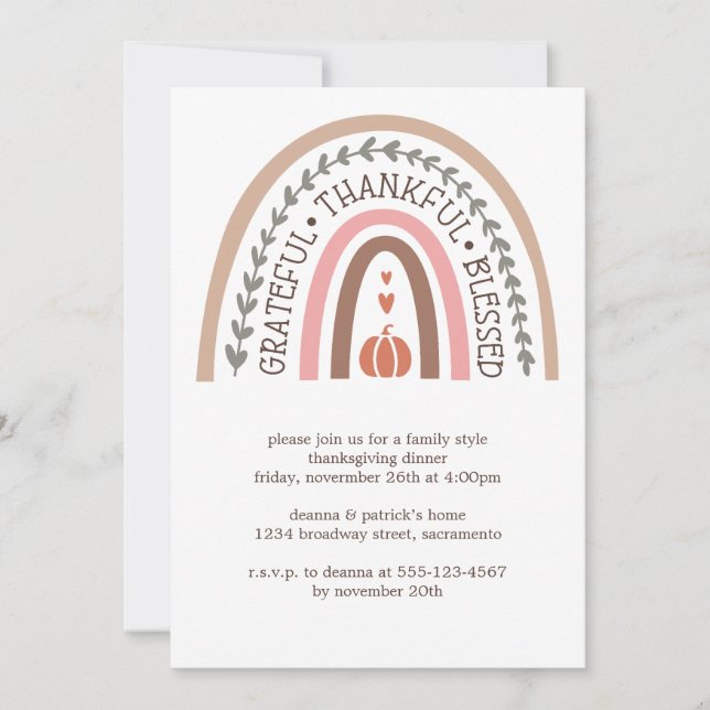 Invitation Gratuit Remerciement Bienheureux Citrouille Thanks (Devant)
