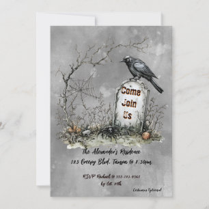 Invitation Graveyard Raven Personnalisé Élégant