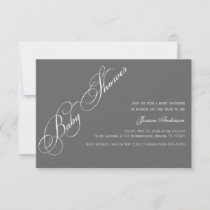 Invitation Gray Baby shower de script classique