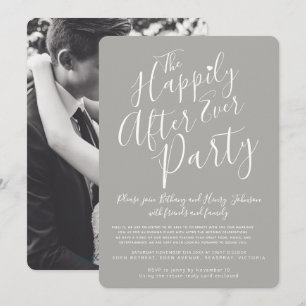 Invitation Gray blanc heureux jamais après la fête de mariage