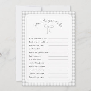 Invitation Gray en vichy Trouvez le jeu de douche Guest Who