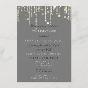 Invitation Gray Gold Drives Confetti Naissance nuptiale
