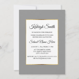 Invitation Gray Gold et White Trunk Party