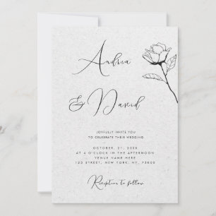 Invitation Gray Kraft Look Rose QR Code RSVP Mariage