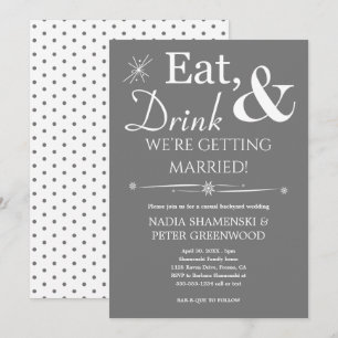 Invitation Gray Manger Boisson Se marier Jardin Mariage