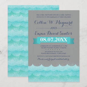 Invitation Gray Personnalisé En Mer Mariage Nautique Invite