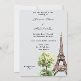 Invitation Gray Tour Eiffel Paris Mariage