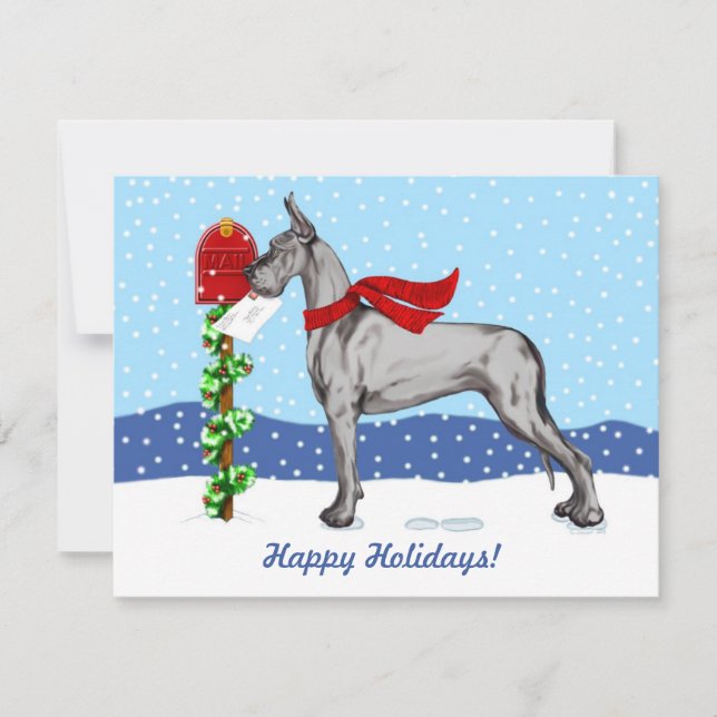 Invitation Great Dane Christmas Mail Black (Devant)