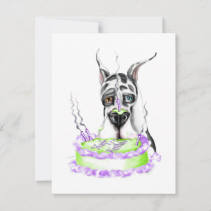 Invitation Great Dane Harlequin gâteau d'anniversaire