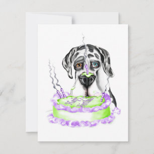 Invitation Great Dane Harlequin UC Birthday Cake