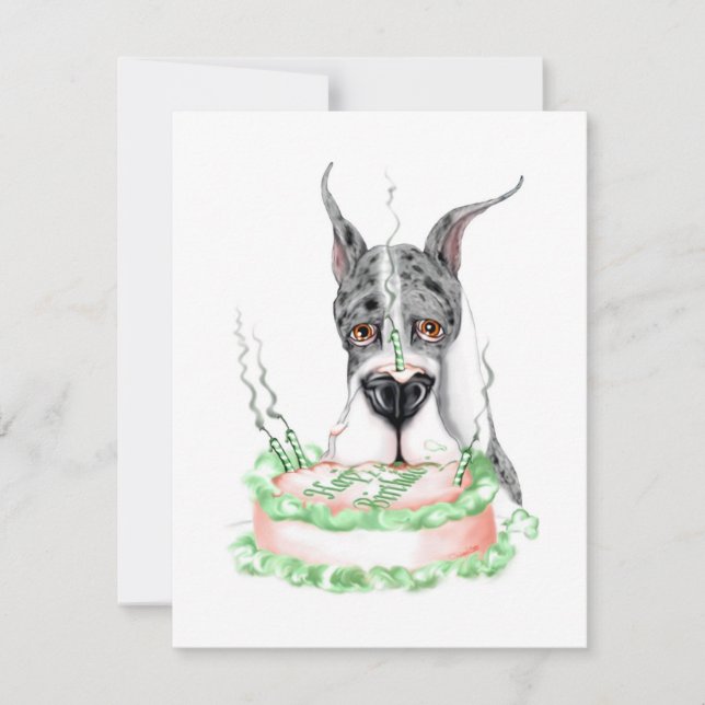 Invitation Great Dane Merle gâteau d'anniversaire (Devant)