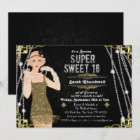 Great Gatsby Flapper Sweet 16 Anniversaire Invitat