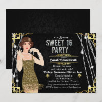 Great Gatsby Flapper Sweet 16 Anniversaire Invitat
