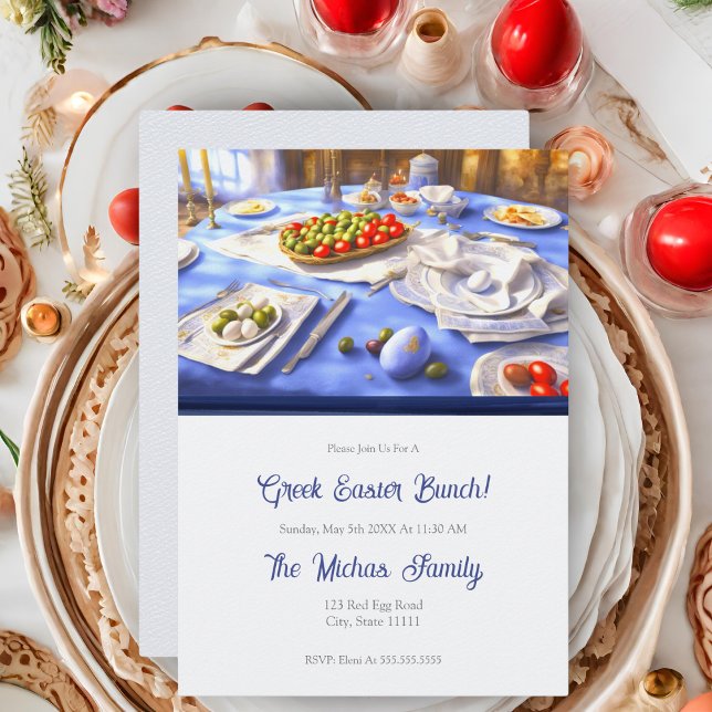 Invitation Grec Pâques (Bring Greek Easter joy to your table with our holiday invitation.)