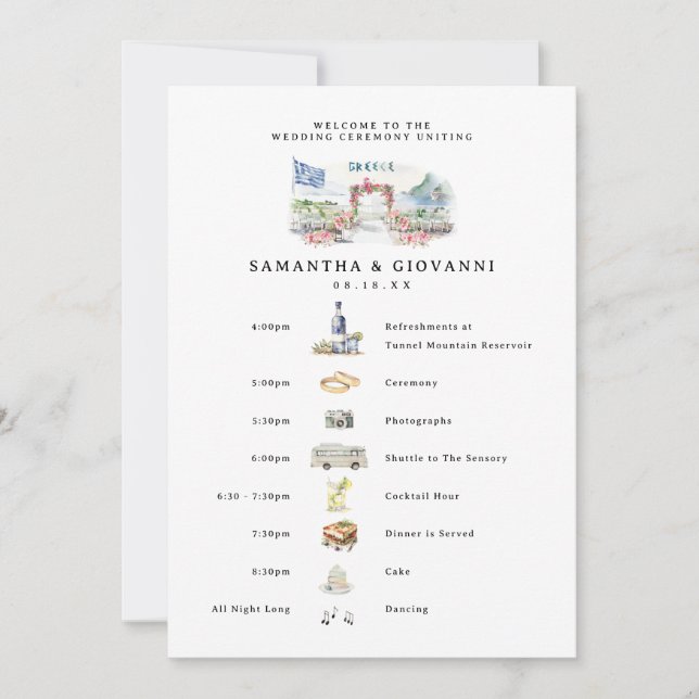 Invitation Grèce Mariage Weekend Welcome Digital (Devant)